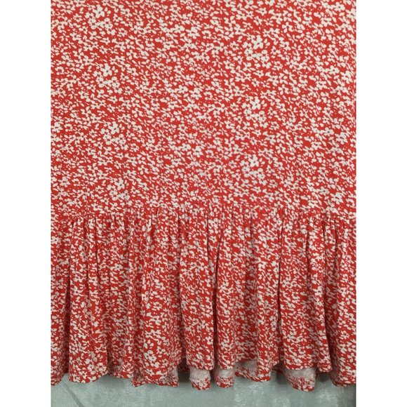 WEDNESDAY'S GIRL WOMEN'S BLOUSE RED LONG SLEEVE RUFFLE HEM SIZE XS - Picture 4 of 8